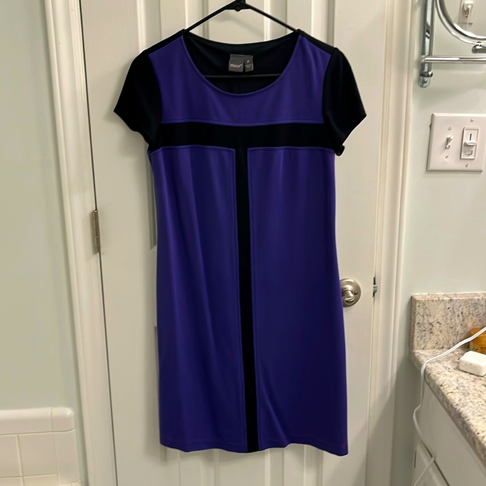 Purple and black shift dress